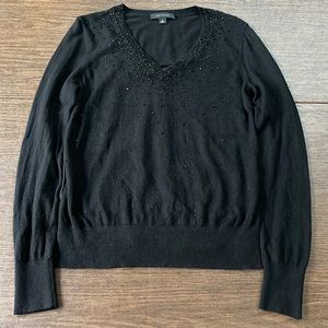 Ann Taylor Black Shimmer Wool Sweater